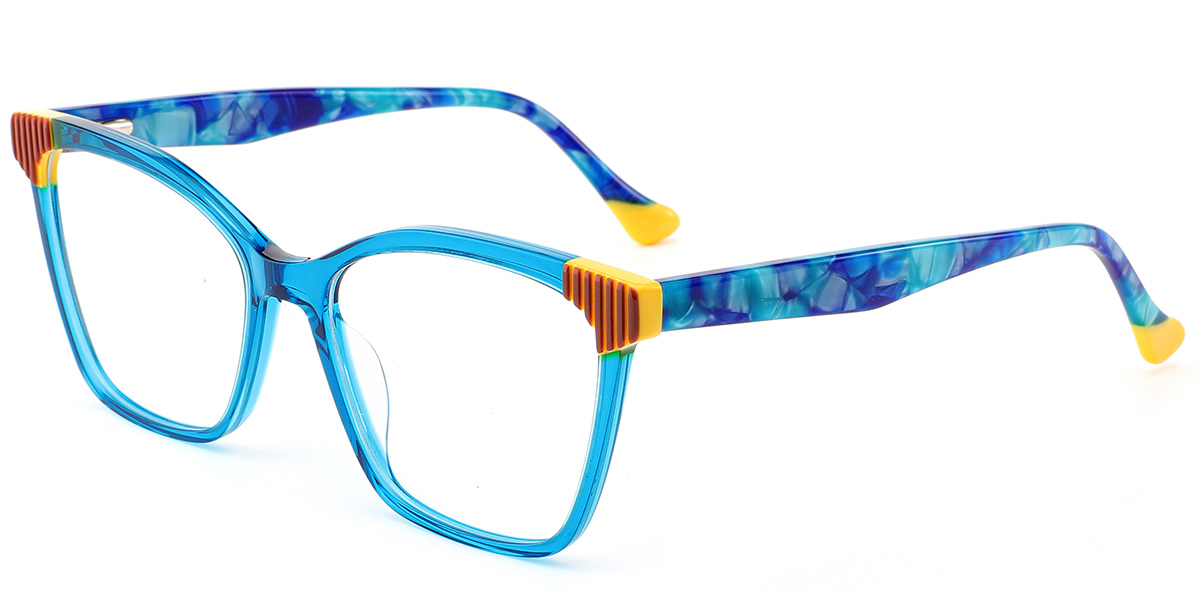 Acetate Cat Eye Frame translucent-blue