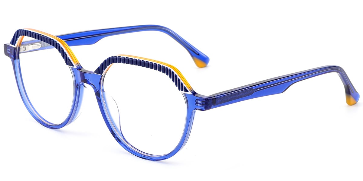 Acetate Geometric Frame pattern-blue