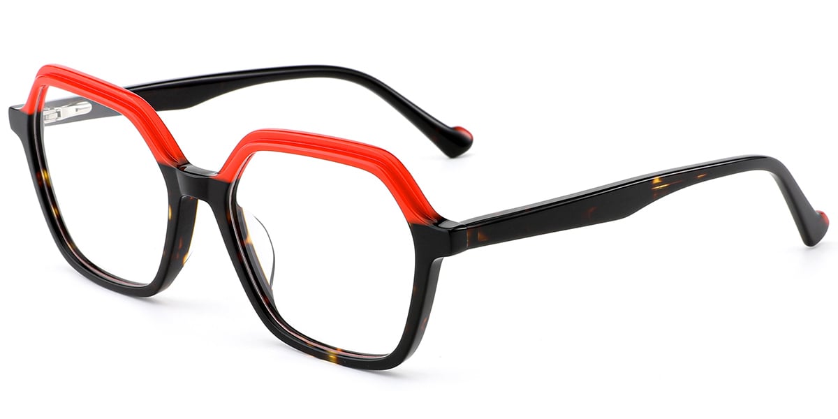 Acetate Square Frame pattern-red