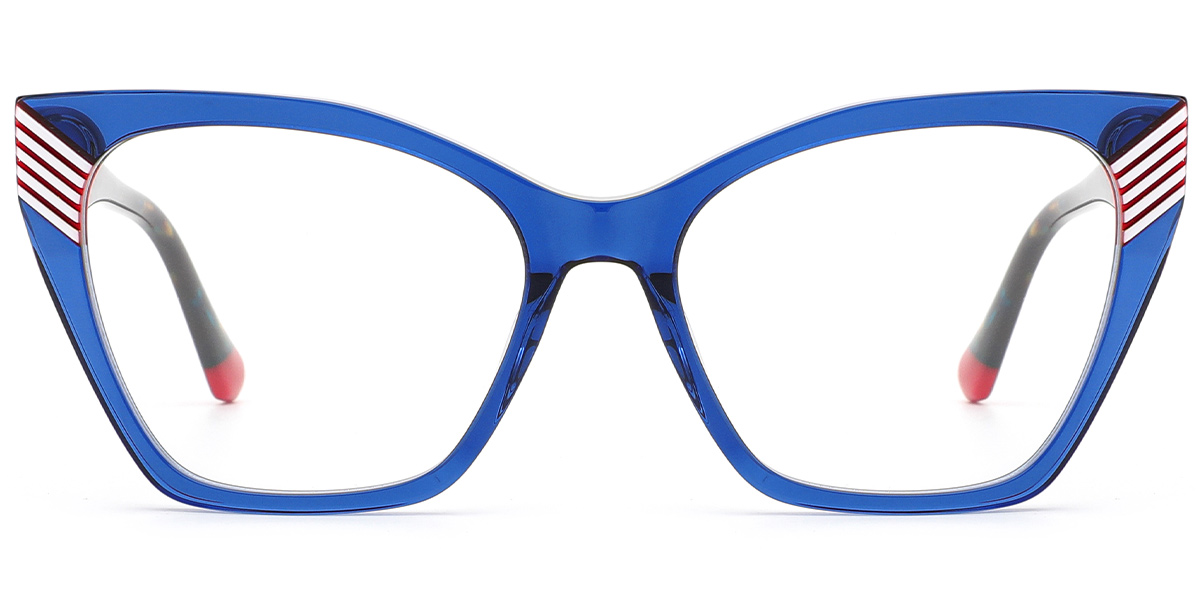 Acetate Cat Eye Frame pattern-blue