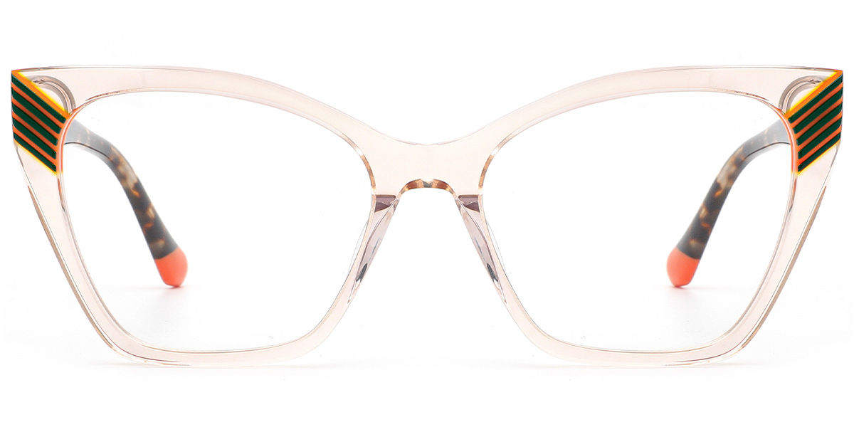 Acetate Cat Eye Frame pattern-brown