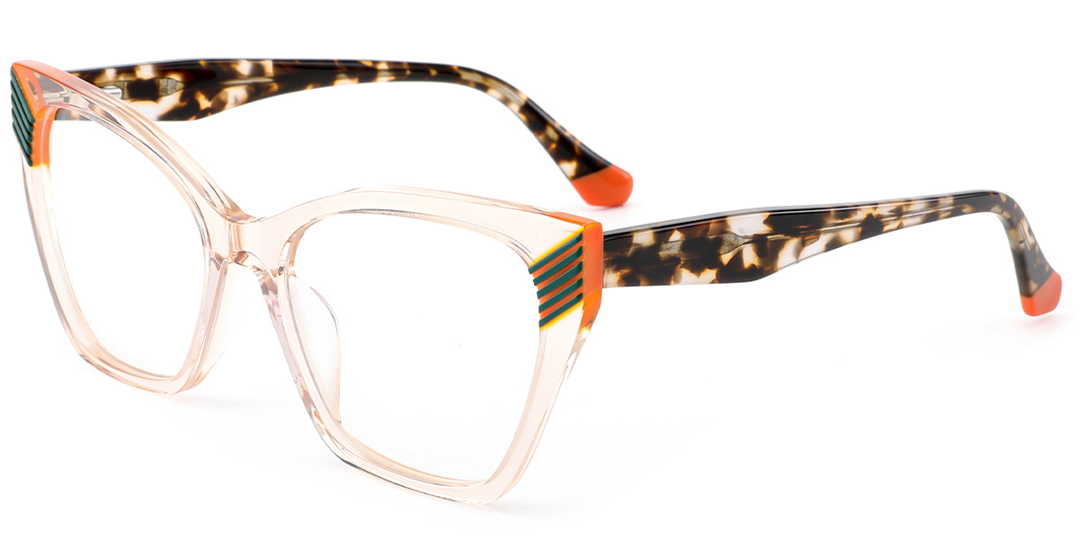 Acetate Cat Eye Frame pattern-brown