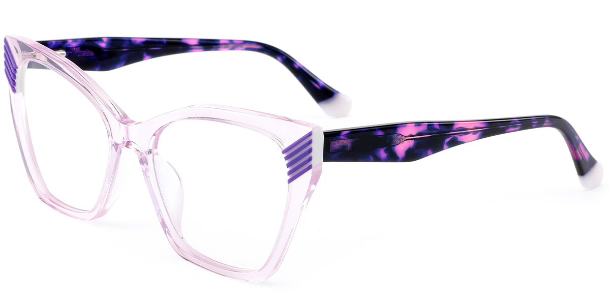 Acetate Cat Eye Frame pattern-purple