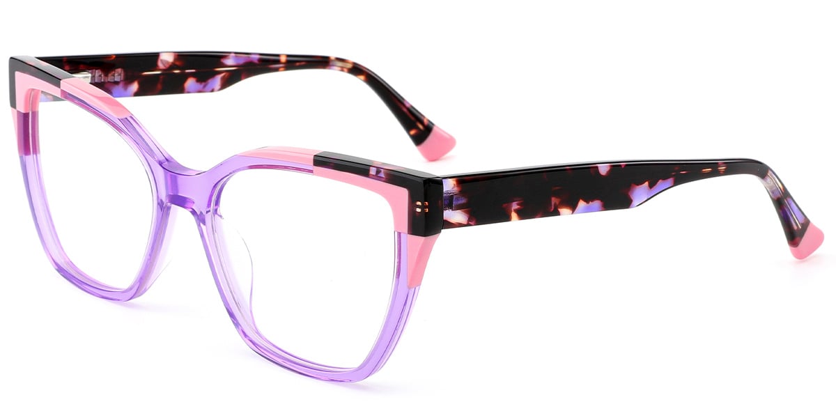 Acetate Cat Eye Frame pattern-purple