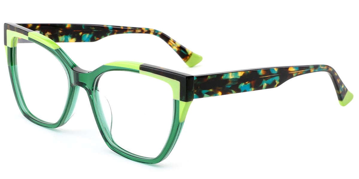 Acetate Cat Eye Frame pattern-green