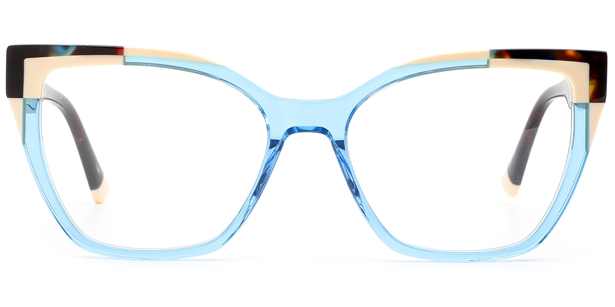 Acetate Cat Eye Frame pattern-blue