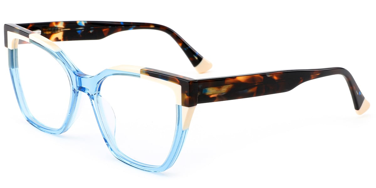 Acetate Cat Eye Frame pattern-blue