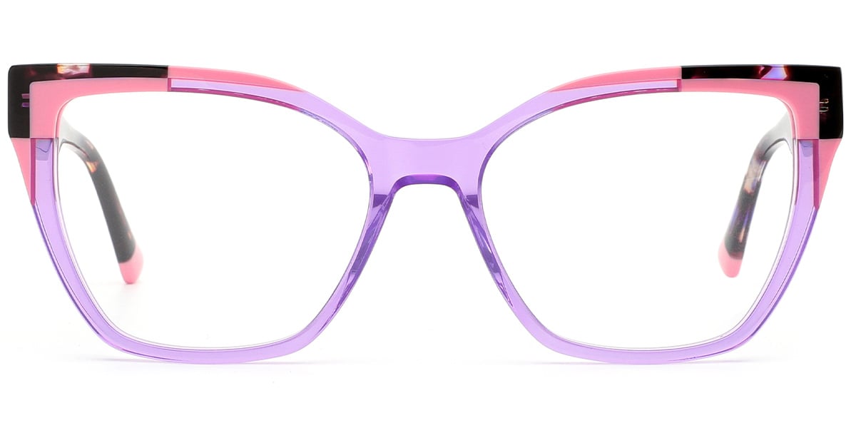 Acetate Cat Eye Frame pattern-purple