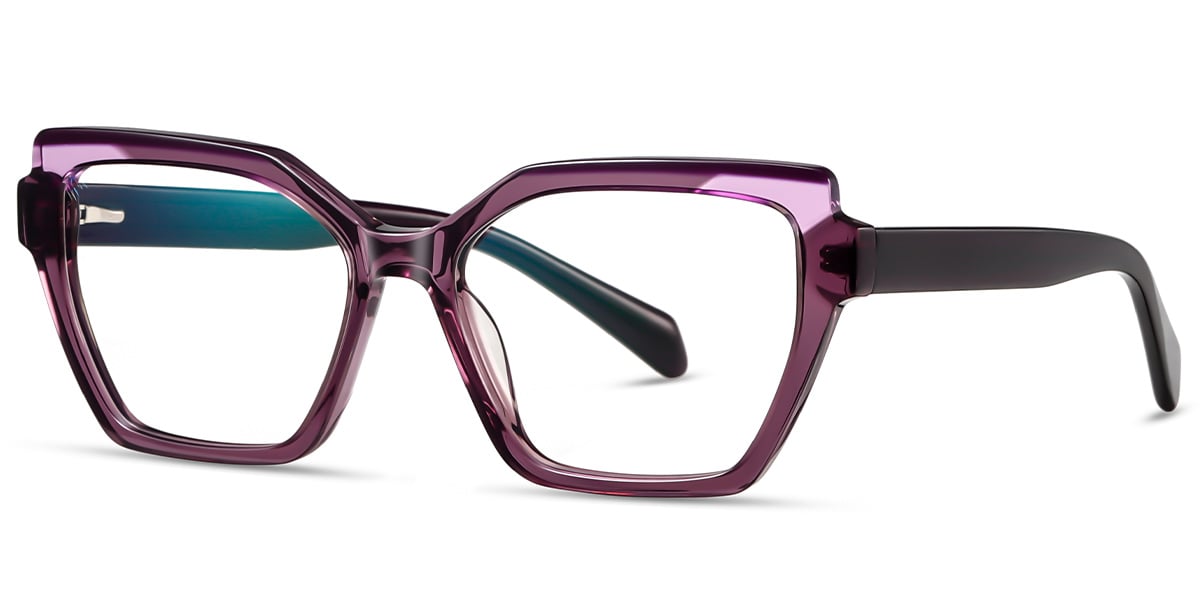 Acetate Square Frame pattern-purple