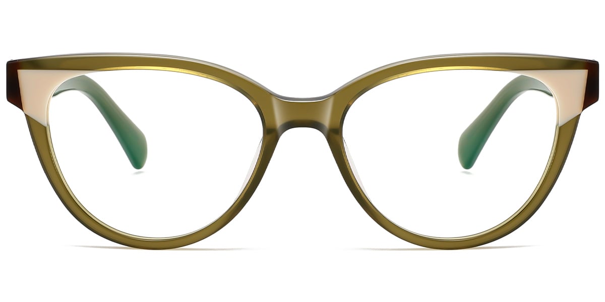 Acetate Cat Eye Frame pattern-green