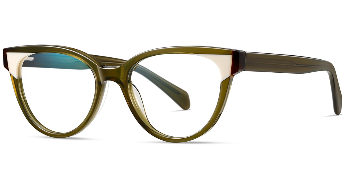 Acetate Cat Eye Frame pattern-green