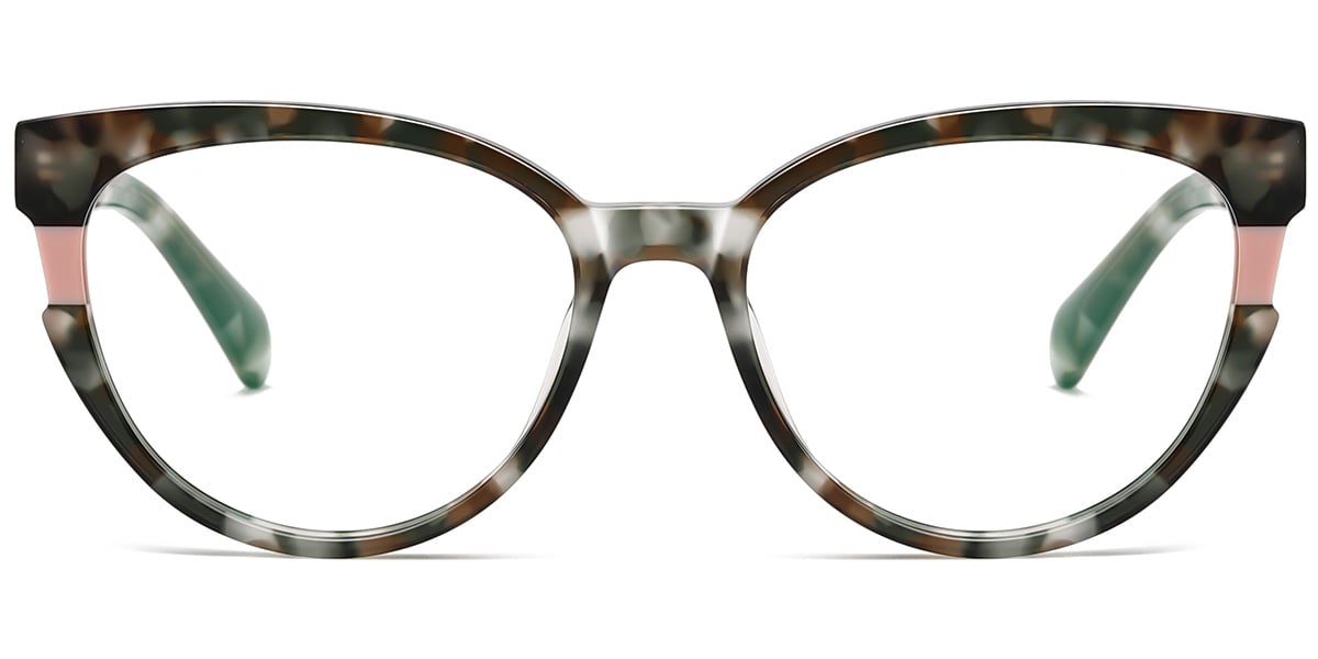 Acetate Cat Eye Frame pattern-green