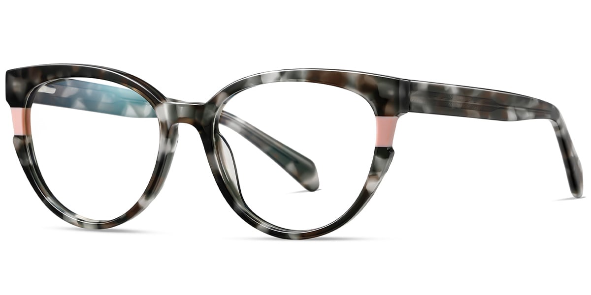 Acetate Cat Eye Frame pattern-green