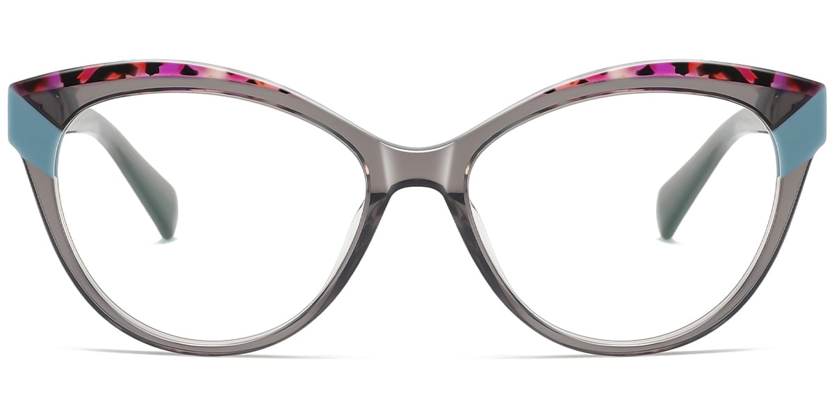 Acetate Cat Eye Frame pattern-grey