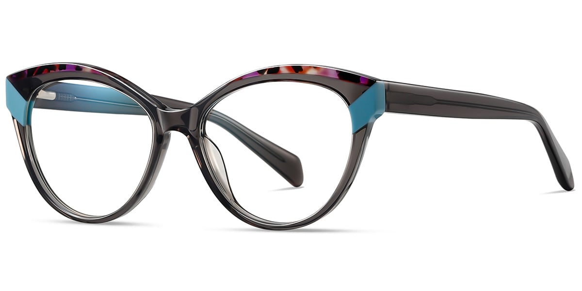 Acetate Cat Eye Frame pattern-grey