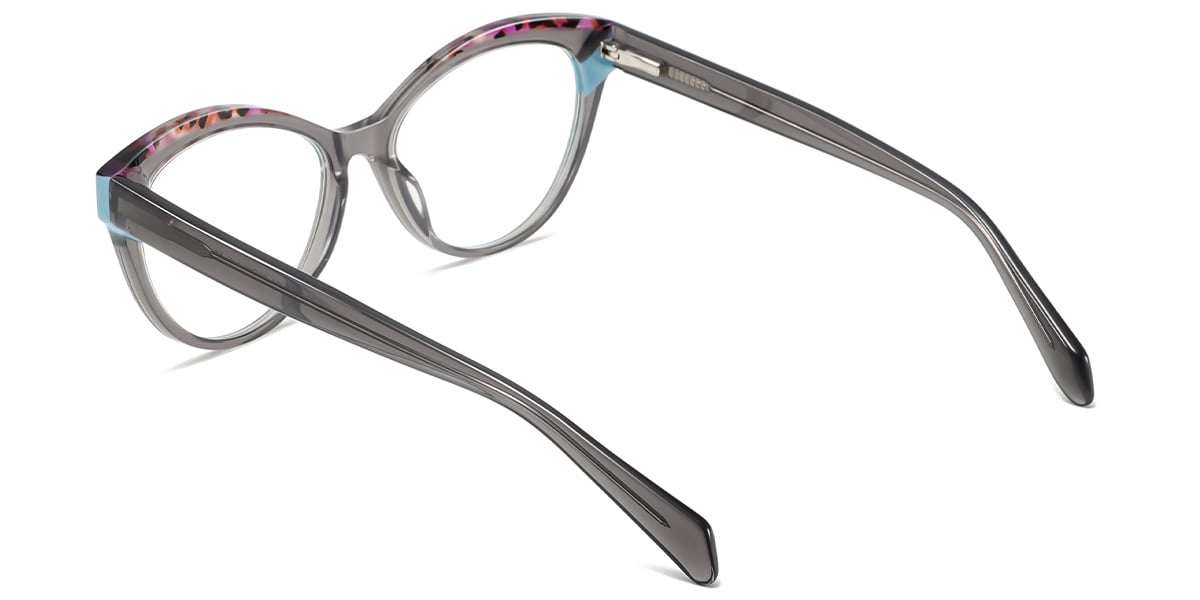 Acetate Cat Eye Frame pattern-grey