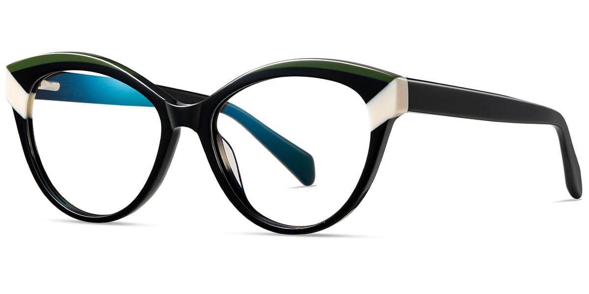 Acetate Cat Eye Frame pattern-black