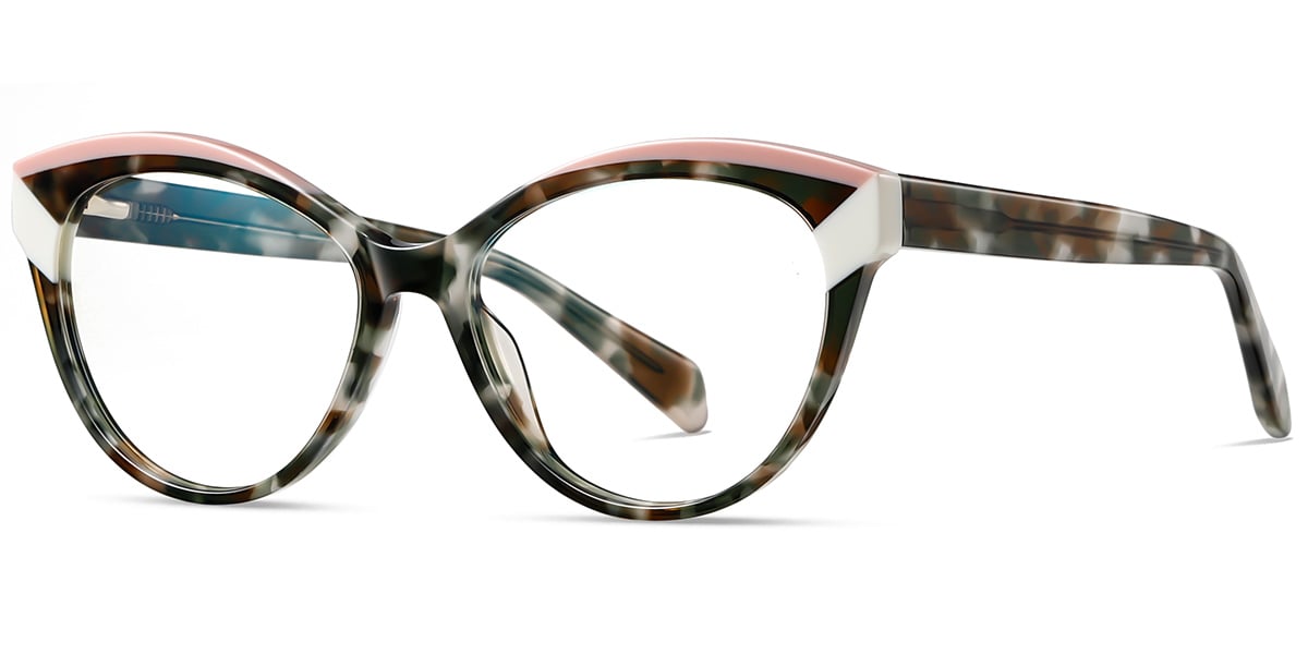 Acetate Cat Eye Frame pattern-green