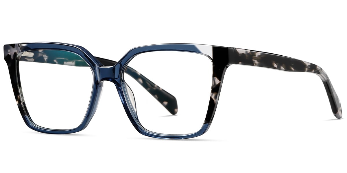 Acetate Square Frame pattern-blue