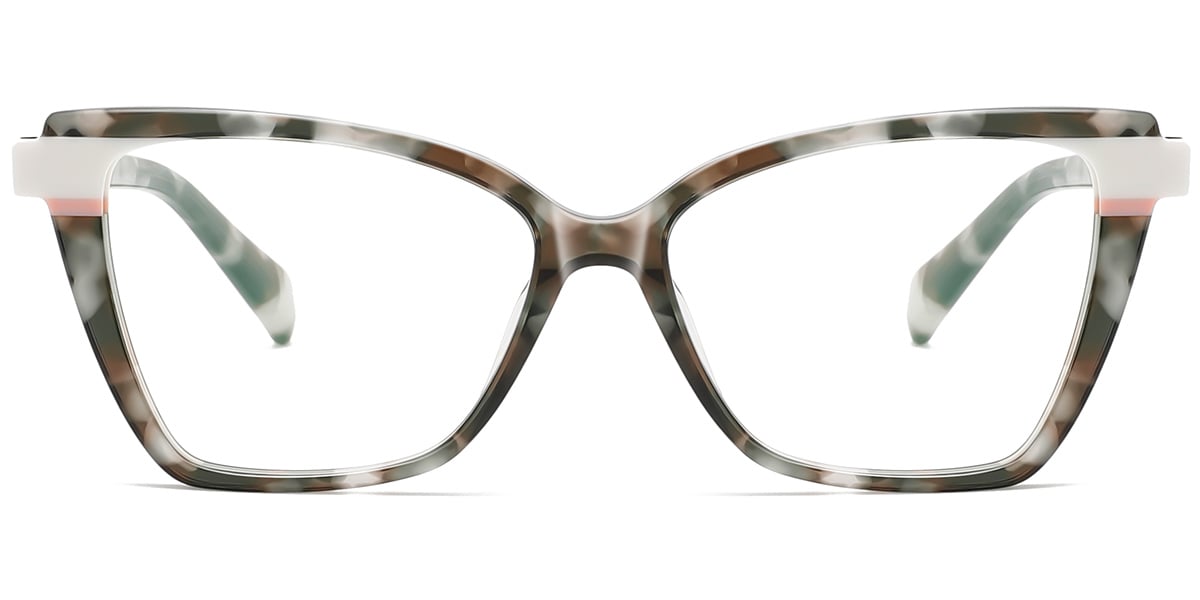 Acetate Square Cat Eye Frame pattern-green