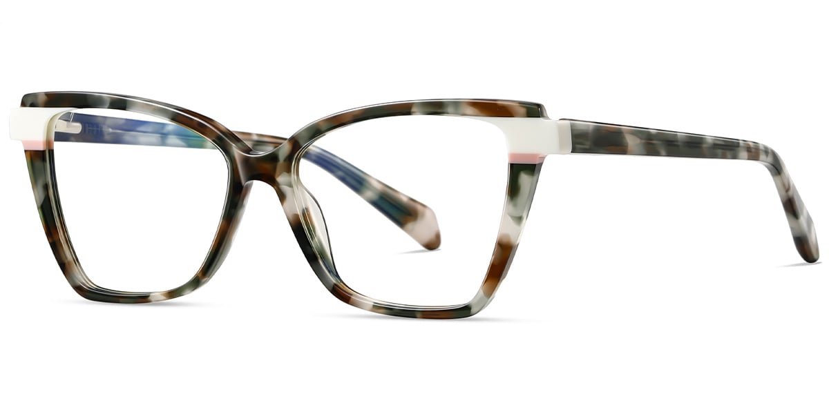 Acetate Square Cat Eye Frame pattern-green