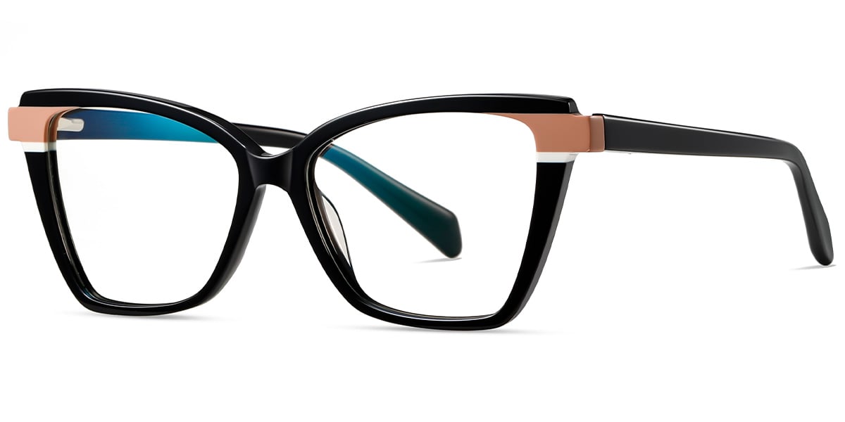 Acetate Square Cat Eye Frame pattern-black