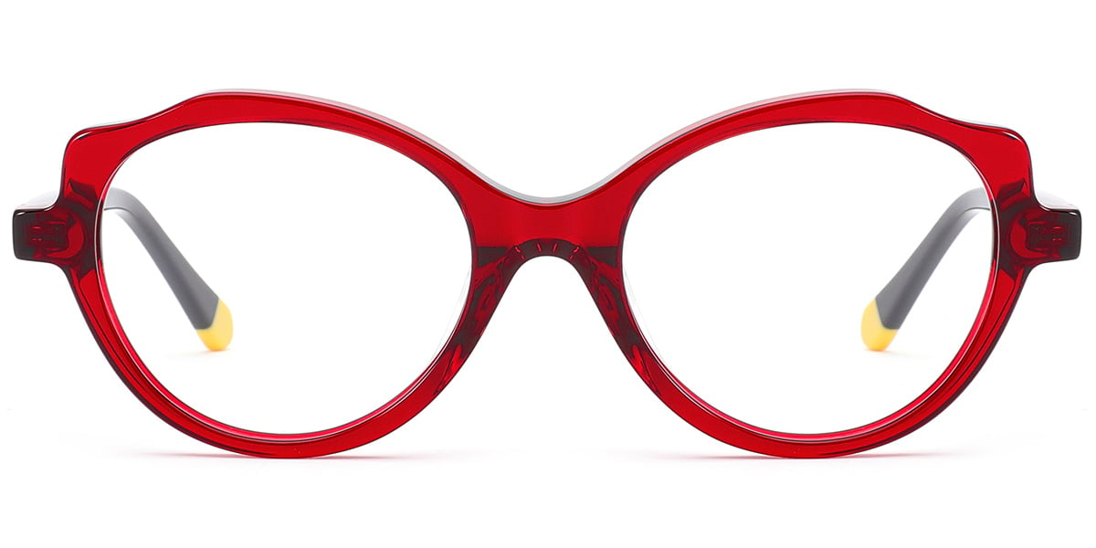 Kid's Acetate Oval Cat Eye Frame translucent-red