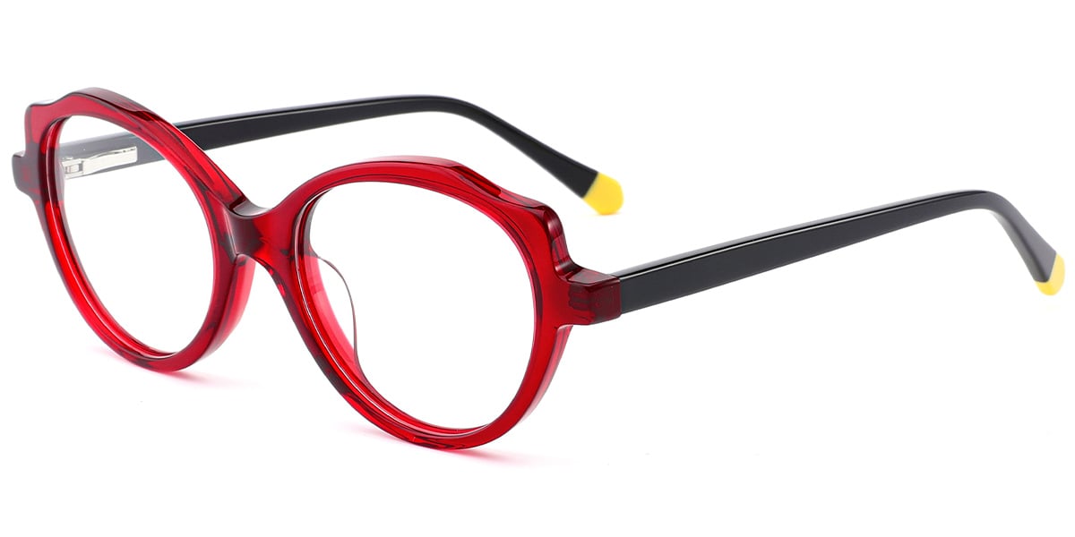 Kid's Acetate Oval Cat Eye Frame translucent-red