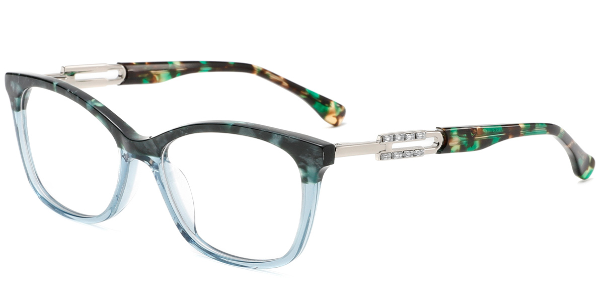 Acetate Rectangle Frame pattern-blue