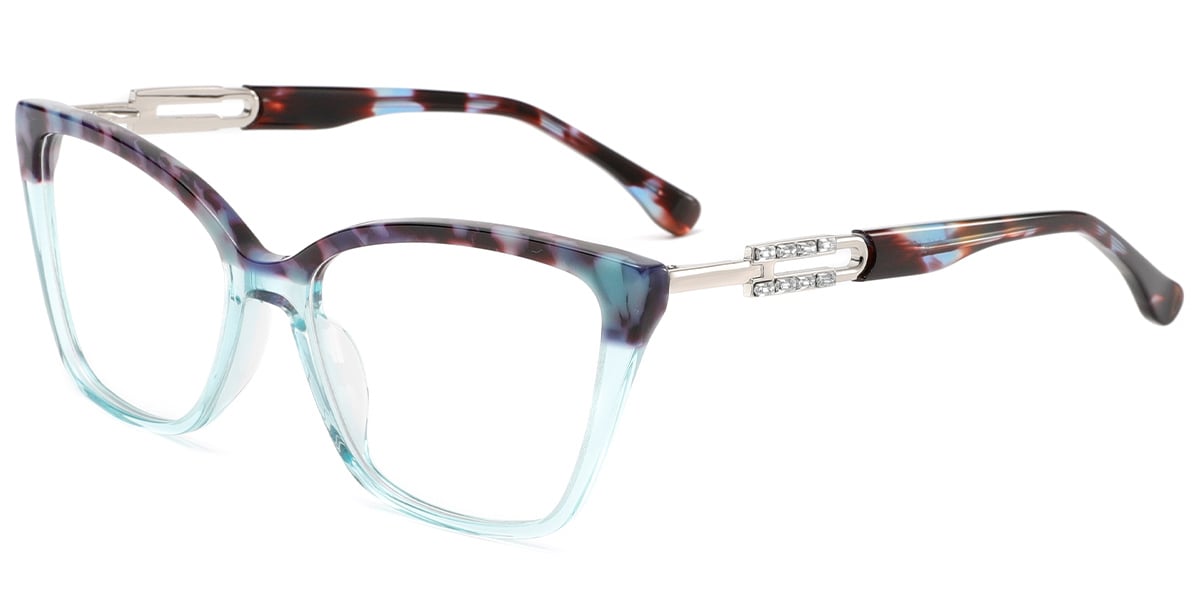 Acetate Cat Eye Frame pattern-blue