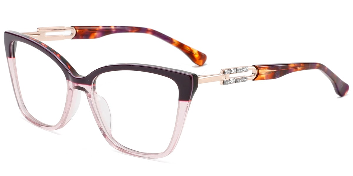 Acetate Cat Eye Frame pattern-purple