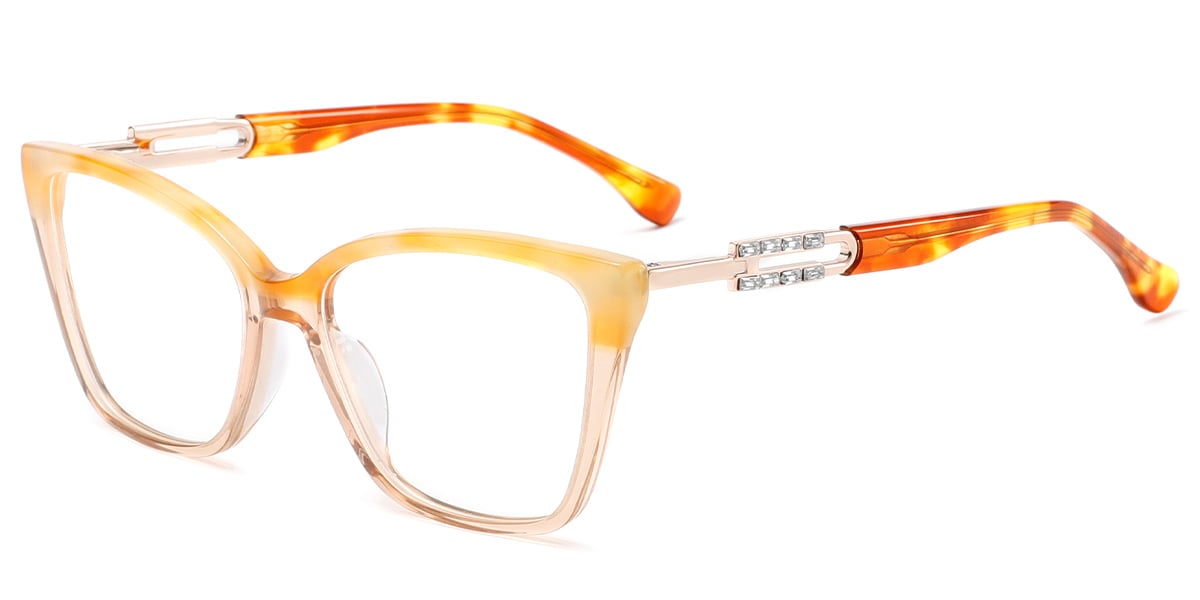 Acetate Cat Eye Frame pattern-yellow