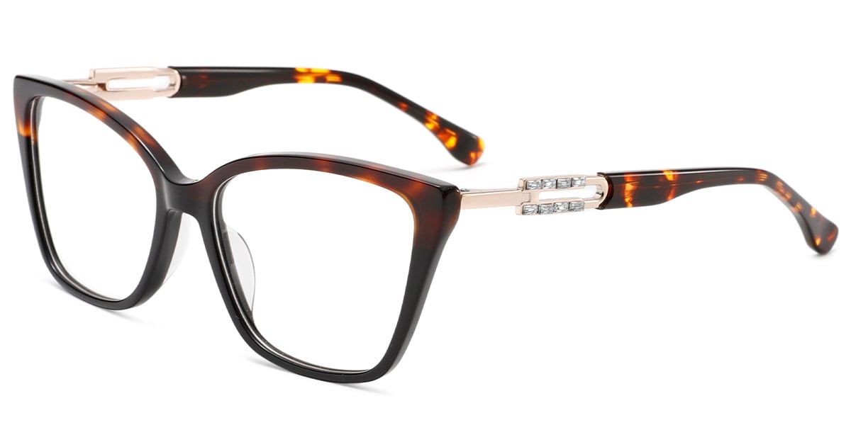 Acetate Cat Eye Frame pattern-black