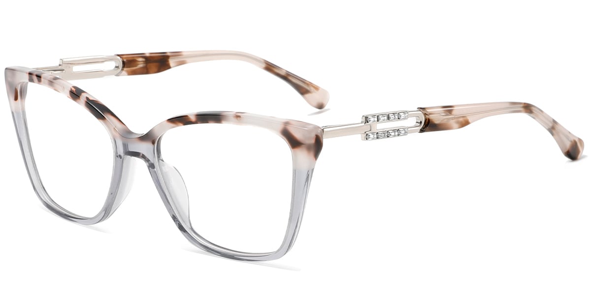 Acetate Cat Eye Frame pattern-grey