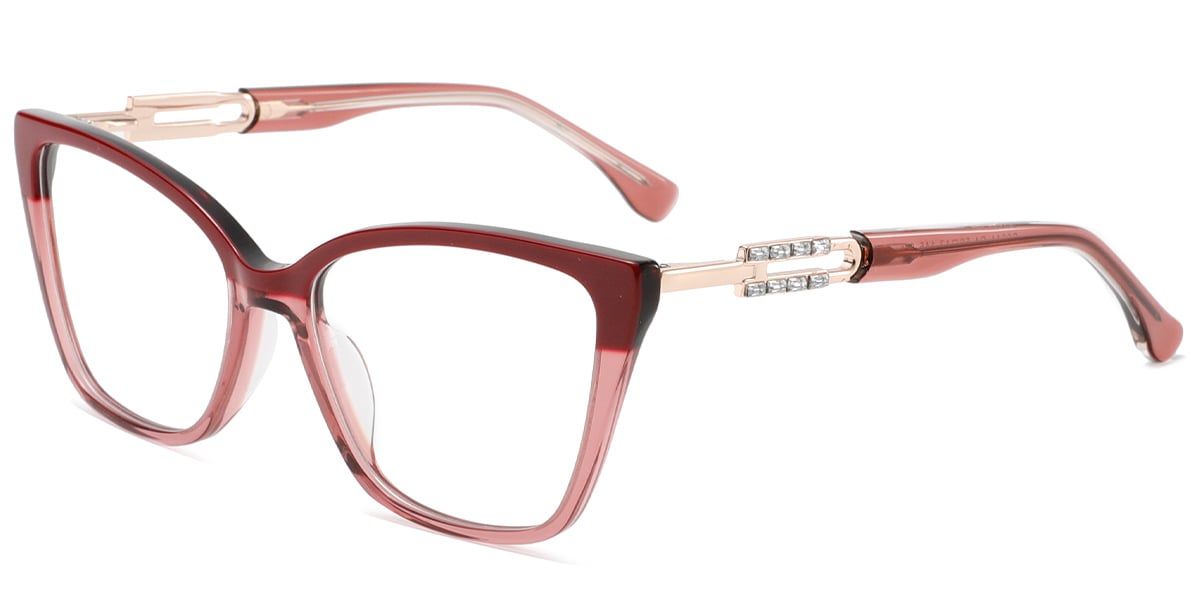 Acetate Cat Eye Frame pattern-red