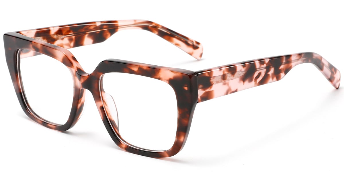 Acetate Rectangle Frame pattern-brown