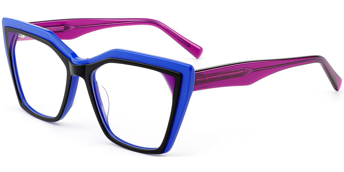 Acetate Square Frame pattern-blue