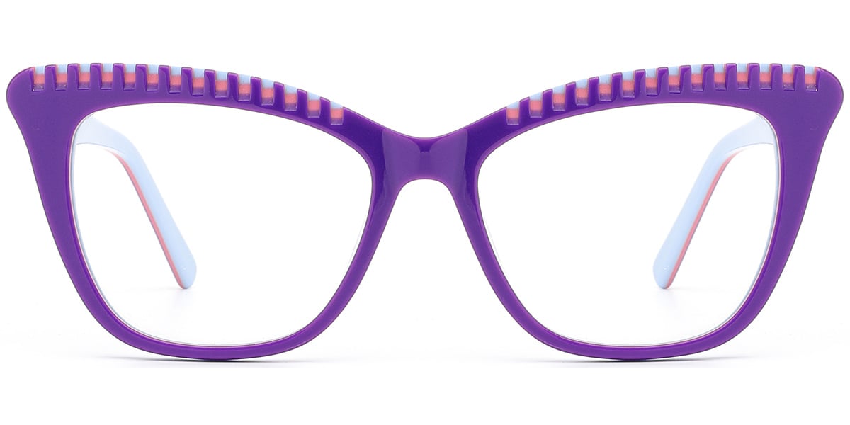 Acetate Cat Eye Frame pattern-purple