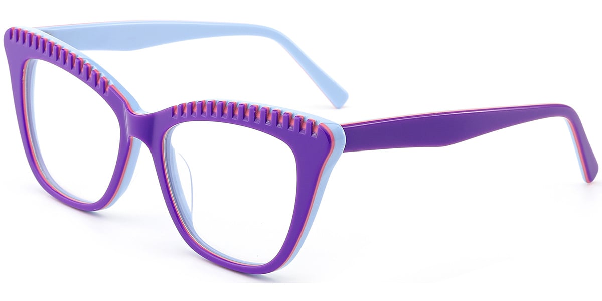 Acetate Cat Eye Frame pattern-purple