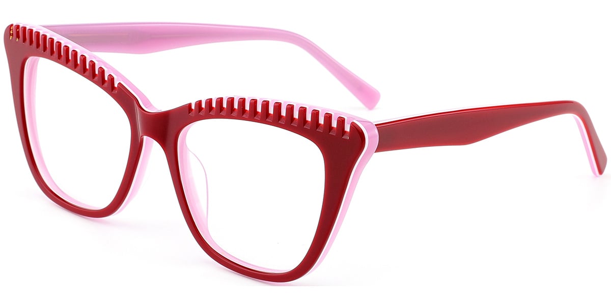 Acetate Cat Eye Frame pattern-red