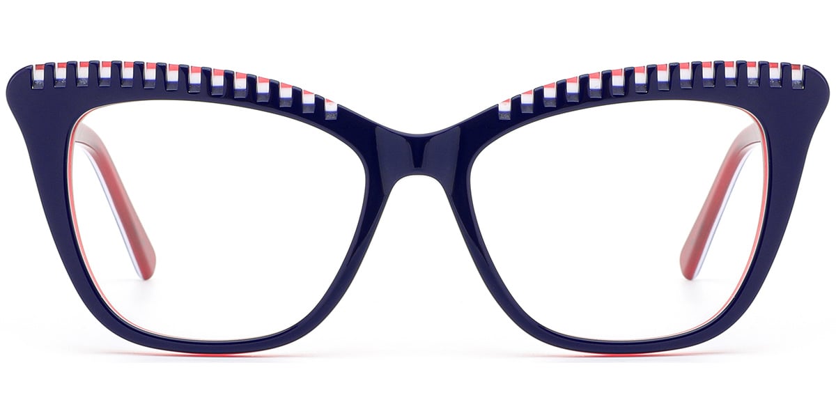 Acetate Cat Eye Frame pattern-blue