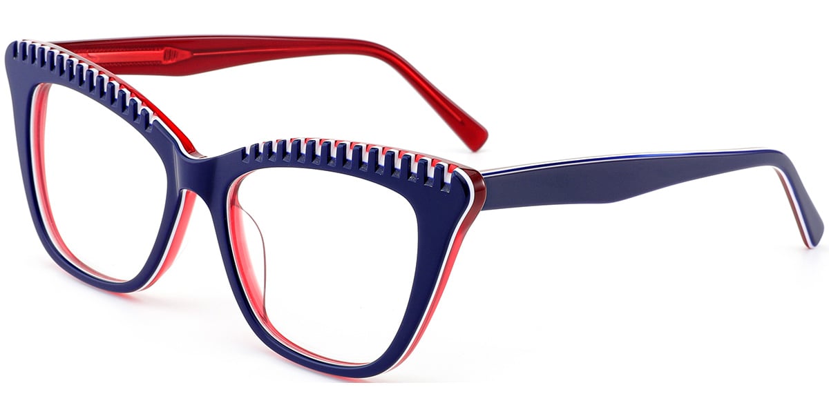 Acetate Cat Eye Frame pattern-blue