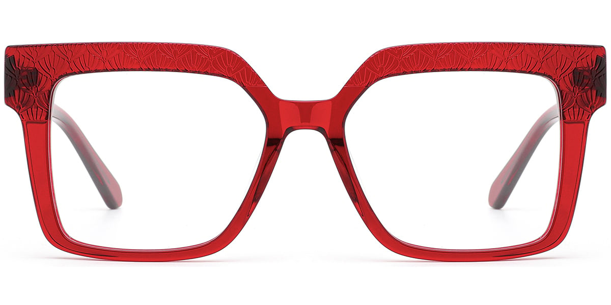 Acetate Square Frame translucent-red