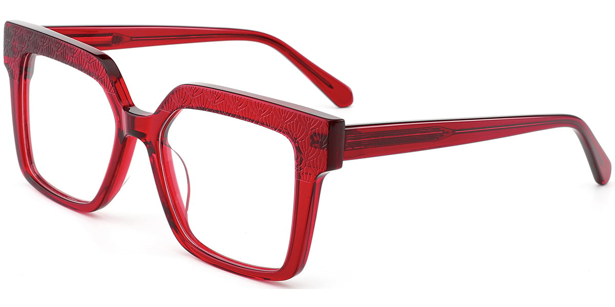 Acetate Square Frame translucent-red