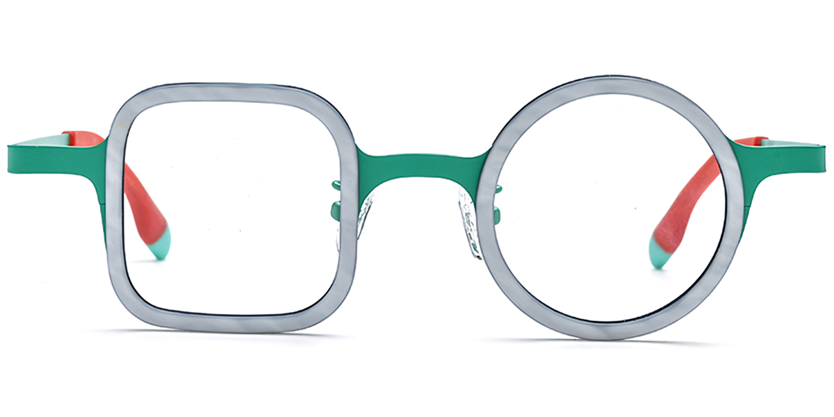Acetate & Titanium Square Round Frame light_green