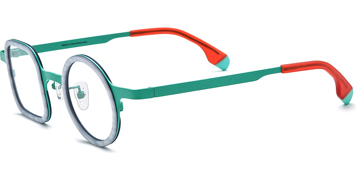 Acetate & Titanium Square Round Frame light_green