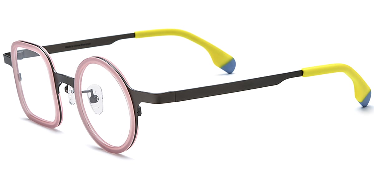 Acetate & Titanium Square Round Frame gun_metal