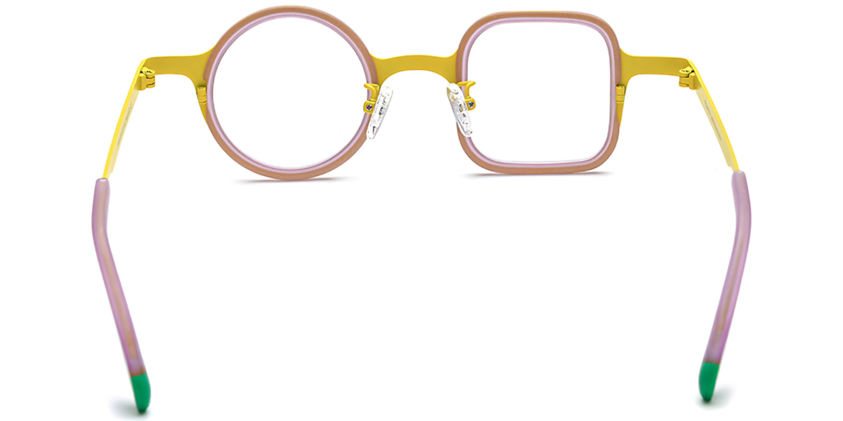 Acetate & Titanium Square Round Frame yellow