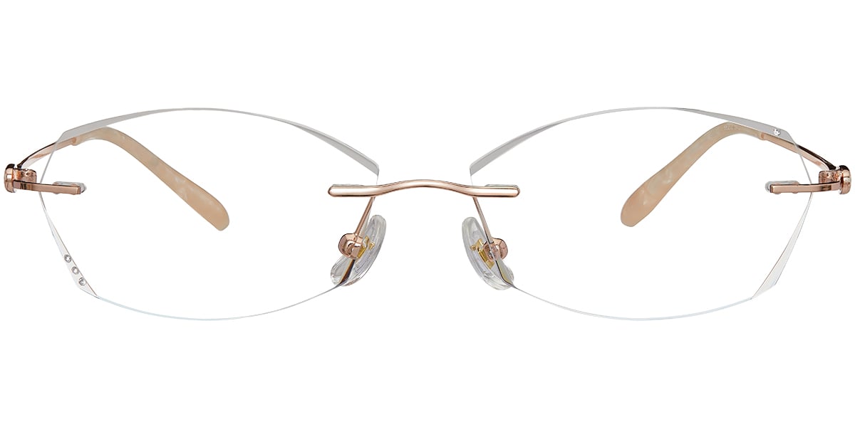 Acetate Rectangle Rimless Frame rose_gold