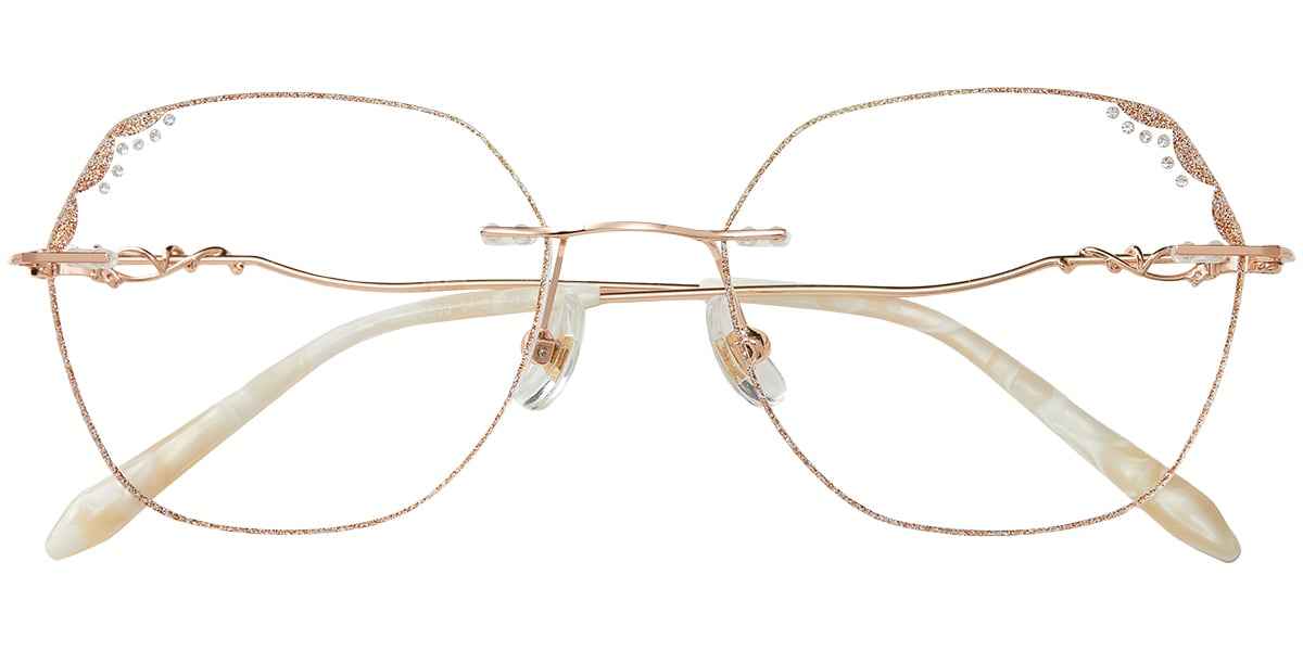 Acetate Square Rimless Frame rose_gold